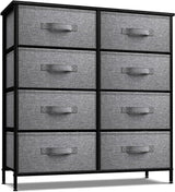 Dresser with 8 Faux Wood Drawers  Chest Organizer Unit with Steel Frame Wood