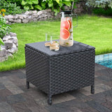 Goognice Outdoor PE Wicker Side Table