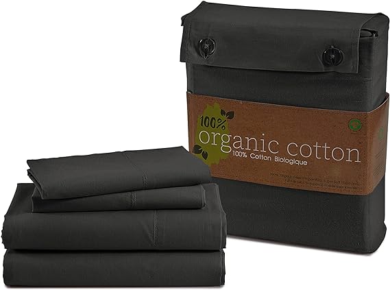 100% Organic Cotton Pure White Full Sheets Set 4-Piece Long Staple Percale Weave