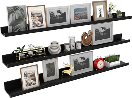 47 Inch Long Floating Shelves for Wall, Rustic Picture Ledge Large Shelf for Living Room