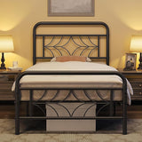 Twin Bed Frames Metal Platform Bed with Sparkling Star-Inspired Design Headboard