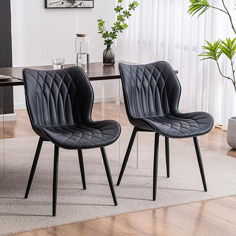 Dining Chairs Set of 2 Upholstered Faux Leather Kitchen Dining Room Chairs