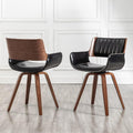 Swivel Accent Faux Leather Dining Chairs Set of 2, Mid Century Modern Chairs