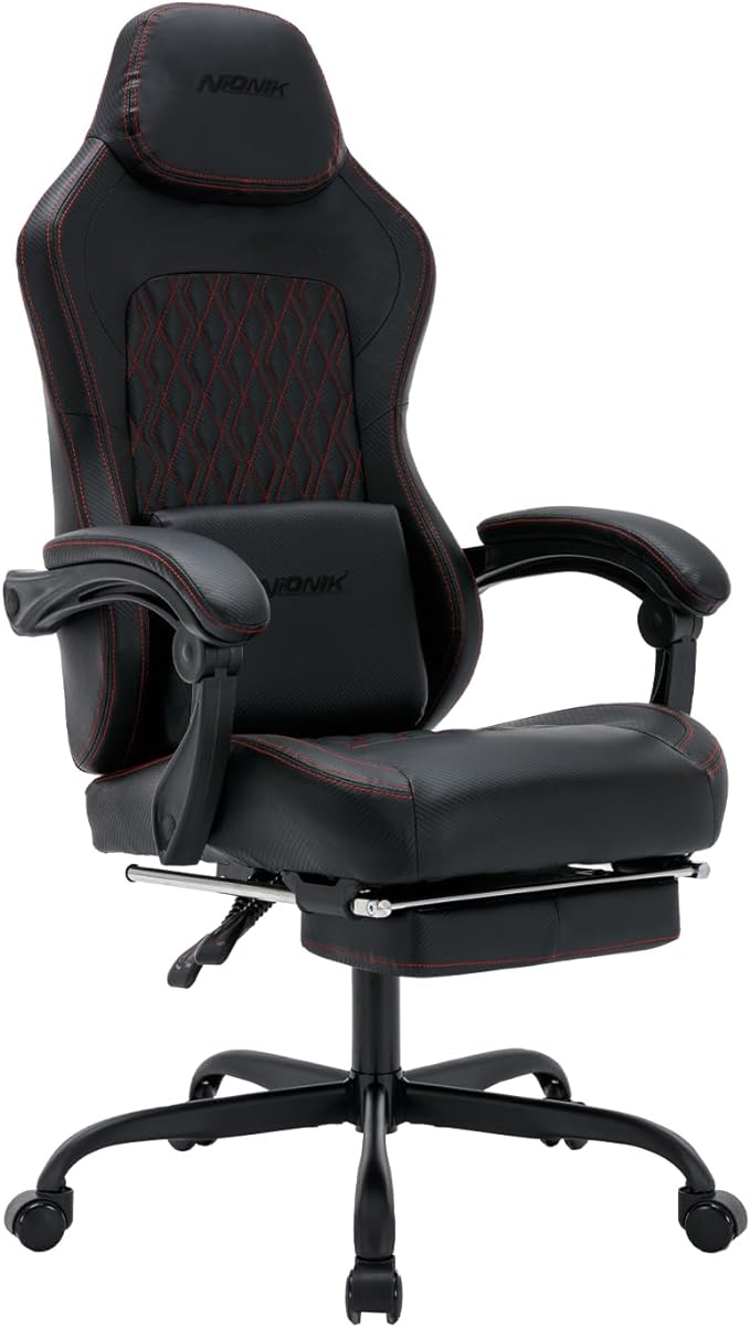 Gaming Chair with Footrest, Ergonomic Computer Gaming Chair, Massage Lumbar Chairs