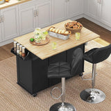 Kitchen Island with Drop-Leaf Breakfast Bar, 53" Width Kitchen Cart