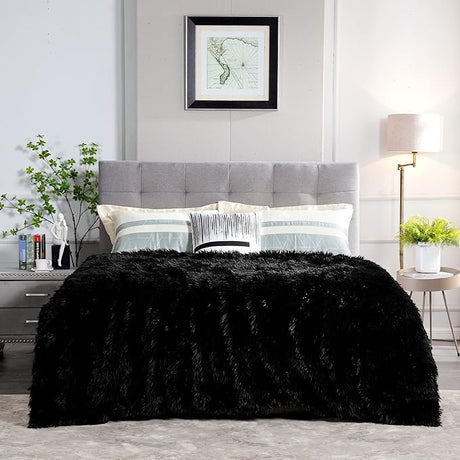 Extra Large Decorative Fluffy Faux Fur Blanket Queen Size Soft