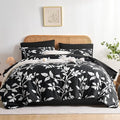 Queen Comforter Set 7 Piece Bed in a Bag, White Leaves Printed on Terracotta Botanical)