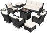 10 Pieces Outdoor Patio Furniture Set with Fire Pit Table