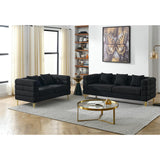 Black Bouclé Sofa 3-Seater with Gold Legs