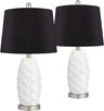 Brad Modern Coastal Style Accent Table Lamps 24.5" High Set of 2 LED Scalloped White