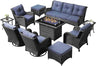 10 Pieces Outdoor Patio Furniture Set with Fire Pit Table