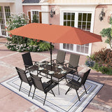 Patio Umbrella, 59"x35.4" Rectangle Metal Dining Table