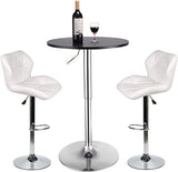 Bar Table Stool Set Of 3 – Adjustable Round Table Black and 2 Swivel Pub Stools Flannel