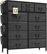 Chest of Drawers for Bedroom, PU Dresser Drawers with Side Pockets