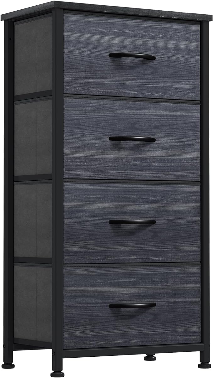 Storage Tower with 4 Drawers - Fabric Dresser, Organizer Unit for Bedroom, Living Room