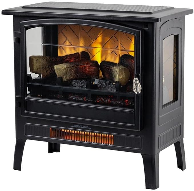 Infrared Freestanding Electric Fireplace Stove Heater in Deep Red