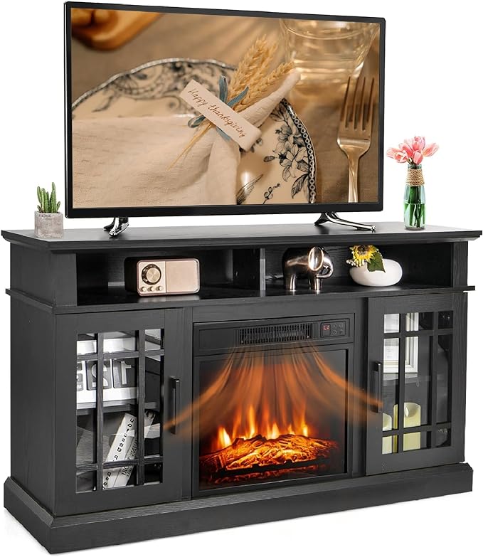 48 Inch Tv Stand with 18 Inch Electric Fireplace Heater