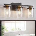 3 Light Black Bathroom Vanity Light, Modern Bathroom Light Fixtures with Clear Glass Shade