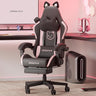 Gaming Chair Cute with Cat Ears and Massage Lumbar Support