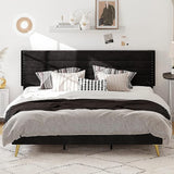 King Size Bed Frame, Upholstered Platform Bed King with Headboard Heavy Strong Metal