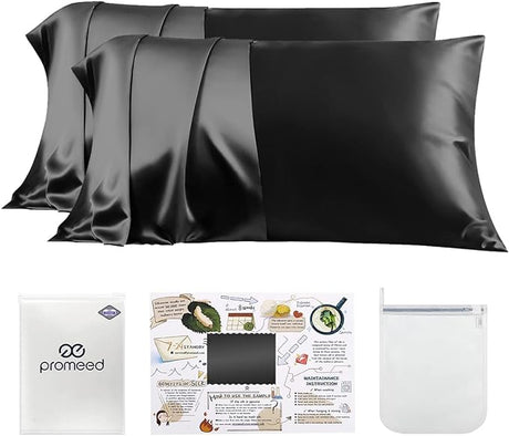 White Silk Pillowcase 2 Pack for Hair and Skin, Both Sides 23 Momme Mulberry Silk