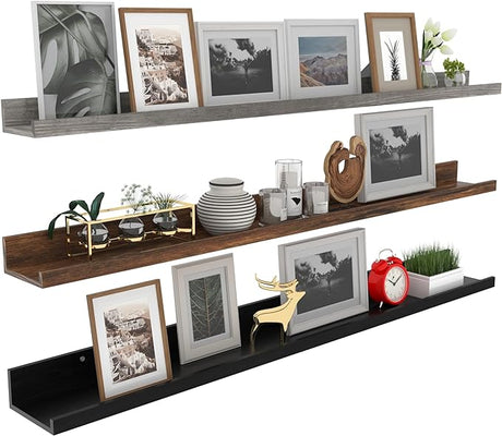 47 Inch Long Floating Shelves for Wall, Rustic Picture Ledge Large Shelf for Living Room