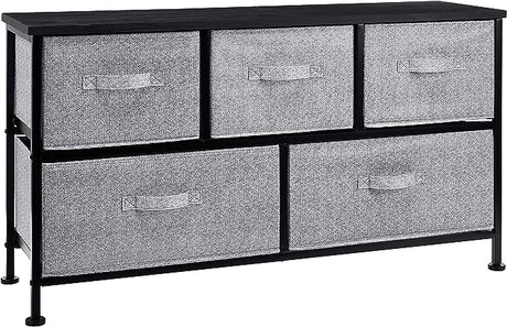 Extra Wide Fabric 5-Drawer Storage Organizer Unit for Closet White