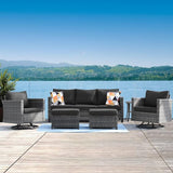 6 Piece Outdoor Sofa Couch with Rocking Swivel Chairs