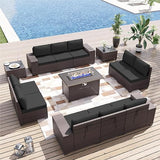 11 Pieces Patio Furniture Set with 2 Swivel Chairs Patio Furniture Outdoor Sectional Sofas