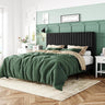 Queen Bed Frame, Velvet Upholstered Platform Bed with Adjustable Vertical Channel