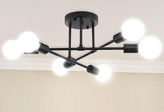 Modern Sputnik Chandelier, 6-Light Ceiling Light