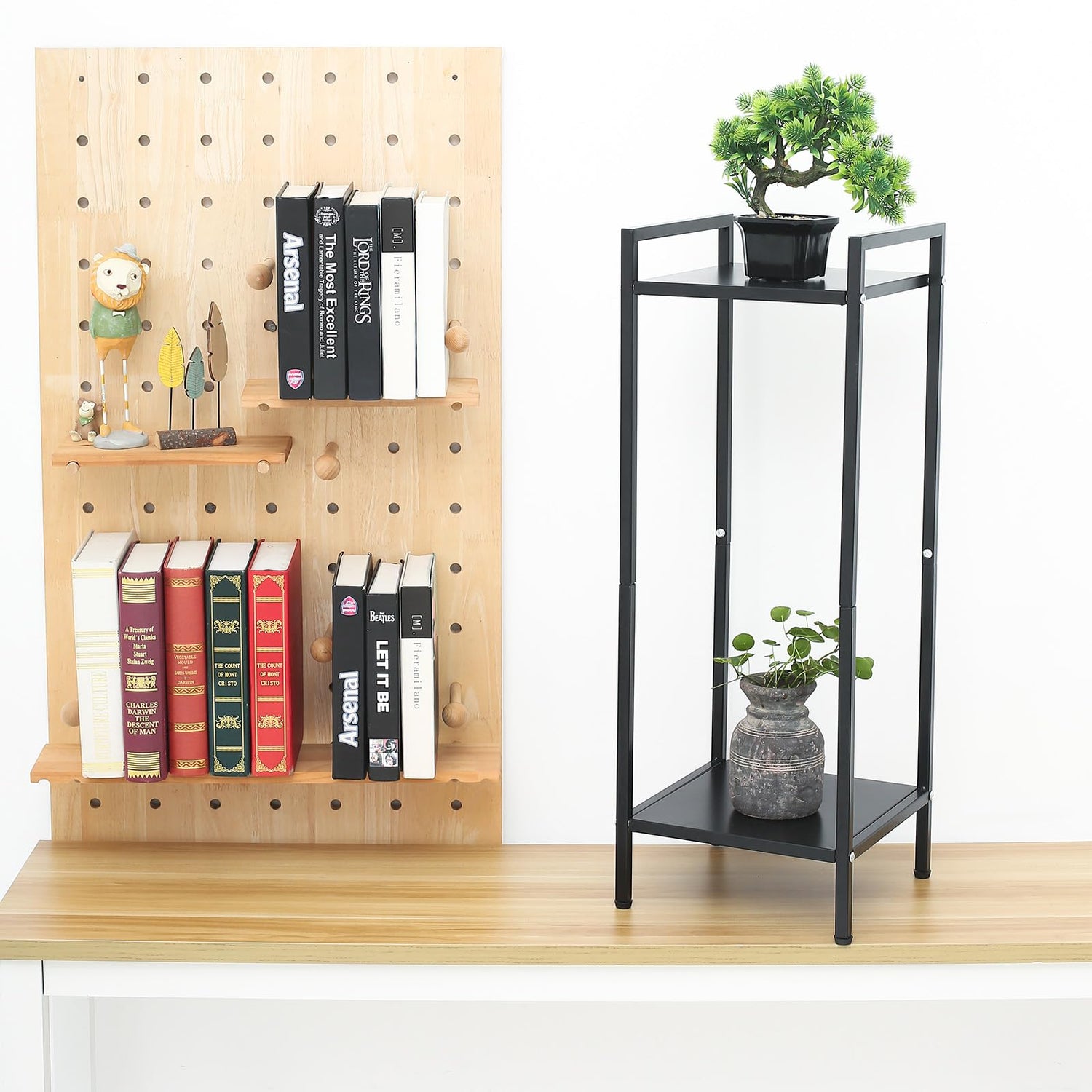 Black steel plant stand for small spaces and patios