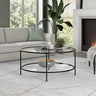 Sivil 36'' Wide Round Coffee Table with Glass Top in Brass