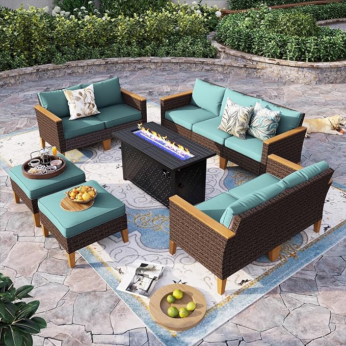 Oversized Patio Furniture Set with Fire Pit Table