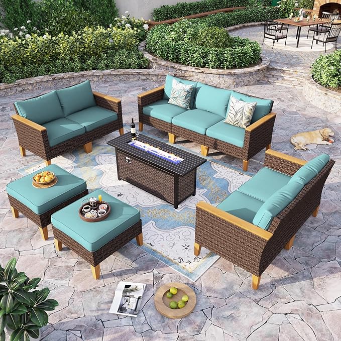 Oversized Patio Furniture Set with Fire Pit Table