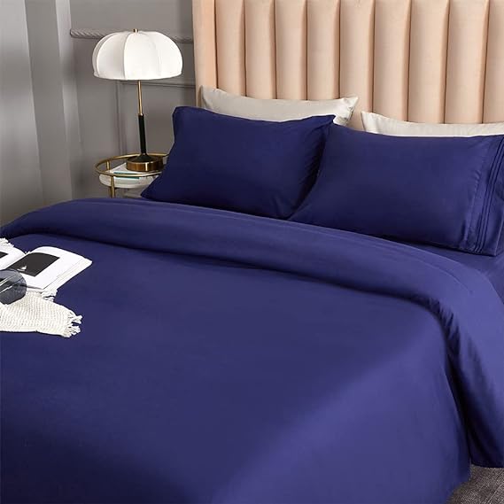 Bed Sheet Set - Brushed Microfiber Bedding Sheets & Pillowcases, Deep Pockets Easy Fit