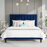 Full Bed Frame/Velvet Upholstered Platform Bed Frame with Headboard/Strong Wood Slats Support