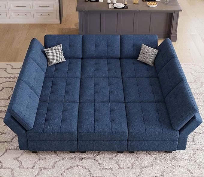 Modular Sectional Sleeper Sofa Couch with Storage Seat Reversible Modular Sofa Couch