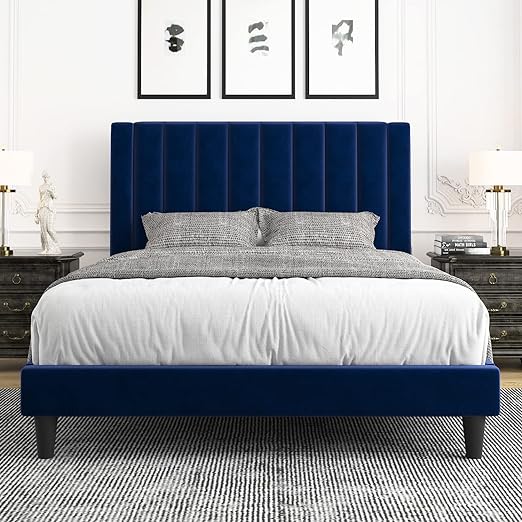 Platform Bed Frame/Velvet Upholstered Bed Frame