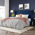 Full Size Velvet Bed Frame/Vertical Channel Tufted Wingback Headboard/Upholstered Platform Bed