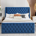 Queen Size Bed Frame, Wood Platform Bed Frame with Headboard, Solid Wood Foundation