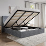 Lift Up Storage Bed/Modern Wingback Headboard/Upholstered Platform Bed Frame