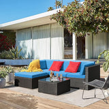 5 Piece Patio Conversation Set Wicker Rattan Furniture Outdoor Sofa with Cushions