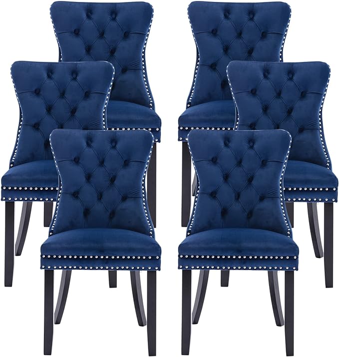 Velvet Dining Chairs Set of 6, Upholstered Dining Room Chairs