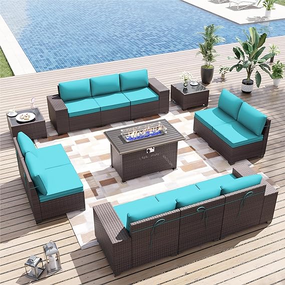 11 Pieces Patio Furniture Set with 2 Swivel Chairs Patio Furniture Outdoor Sectional Sofas