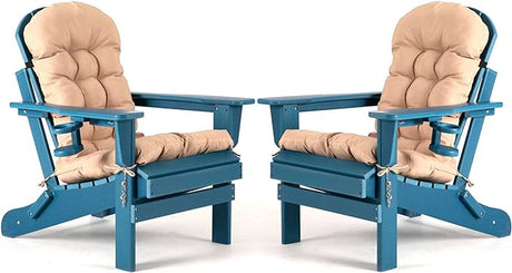 Folding Adirondack Chairs Set of 2 with Cushion with Cup Holde