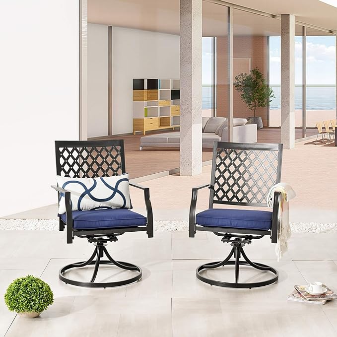 Patio Swivel Rocker Furniture Metal Outdoor Dining Chairs with Cushion Set