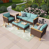 8-Piece Outdoor Sectional Patio Conversation Set with 56" Gas Fire Pit Table Table