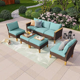 8-Piece Outdoor Sectional Patio Conversation Set with 56" Gas Fire Pit Table Table