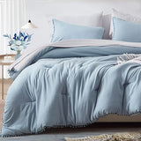 Queen Bed in a Bag 7-Pieces Reversible Comforter Set Queen